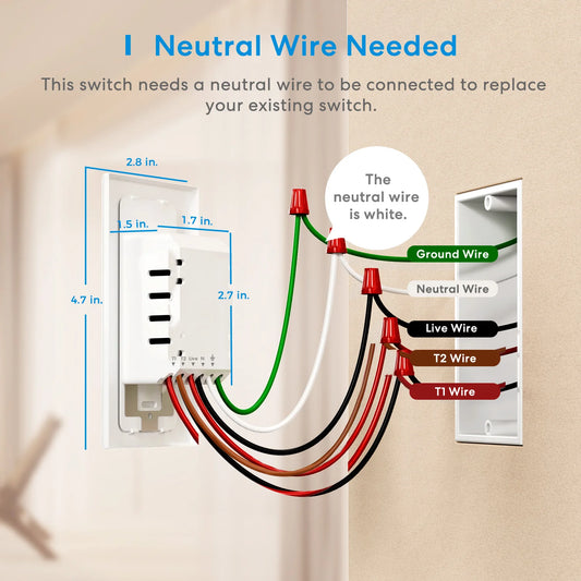 Meross HomeKit 3-Way Smart Dimmer Switch Kit – WiFi Dimming Control with Alexa, Google & SmartThings