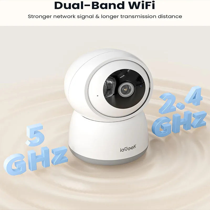 ieGeek 5MP Smart Indoor WiFi Camera – 360° PTZ, Two-Way Talk & Night Vision