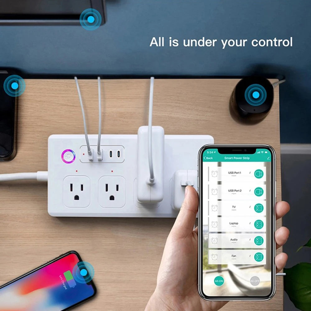 ZigBee WiFi Smart Power Strip – Tuya Smart Plug with Surge Protector, Voice Control, Works with Alexa & Google Assistant