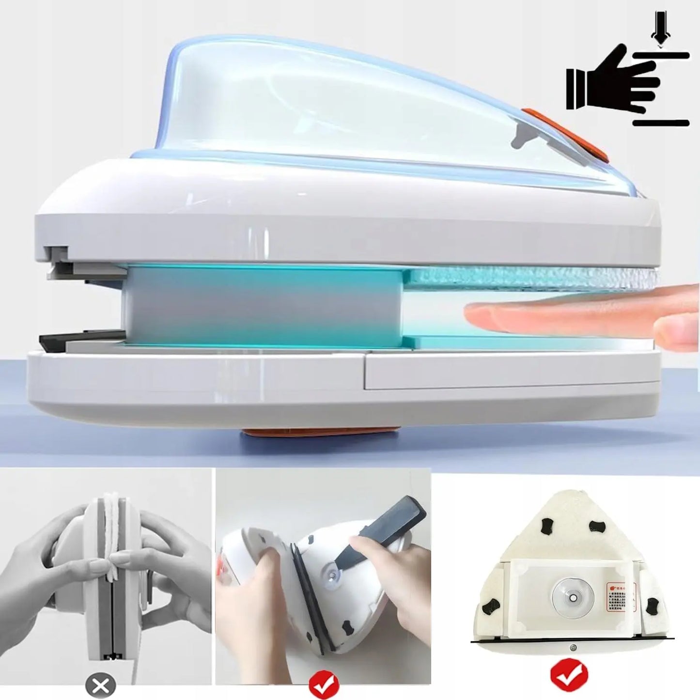 Magnetic Window Cleaner – Double-Sided Water-Filled Glass Cleaner with 10 Sponges (3–8mm Windows)