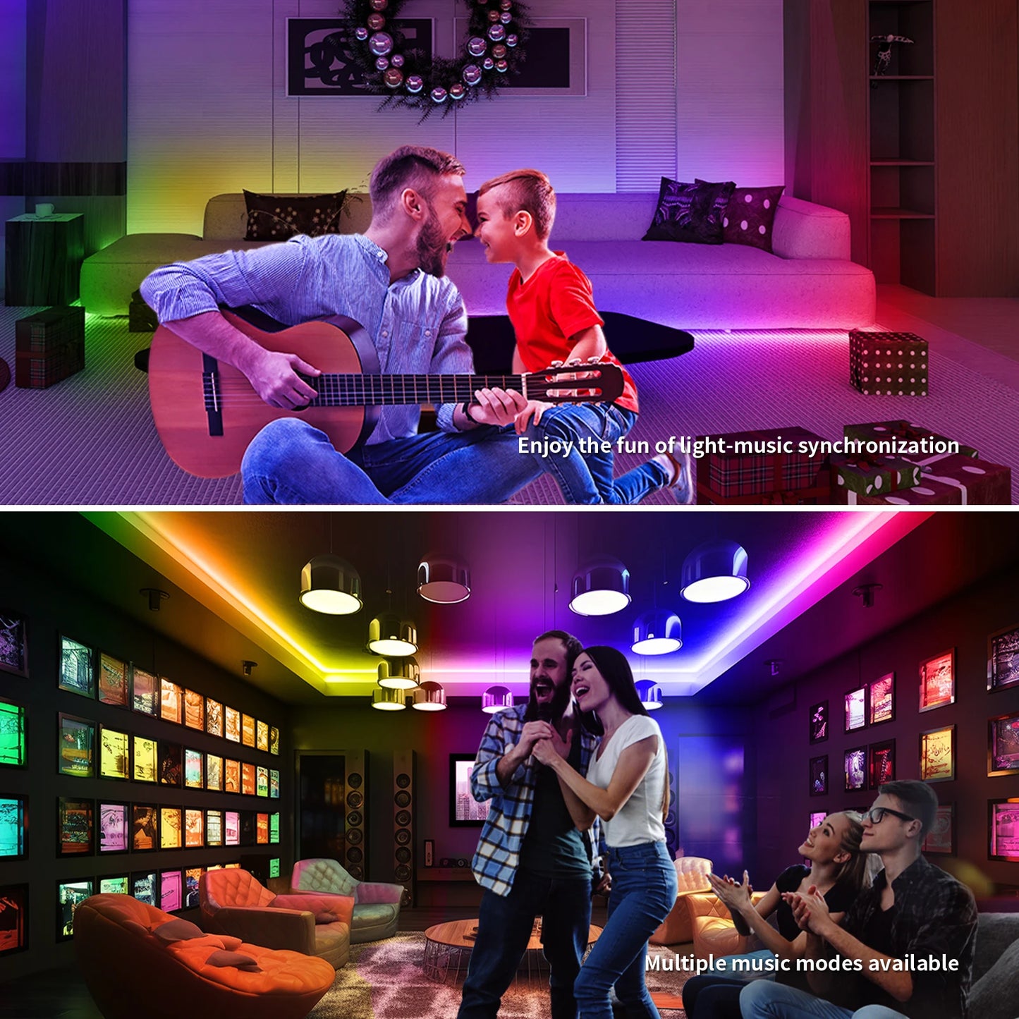 COB RGBIC LED Strip Lights – 6M/12M, 24V, Music Sync, RF Remote & Bluetooth App Control