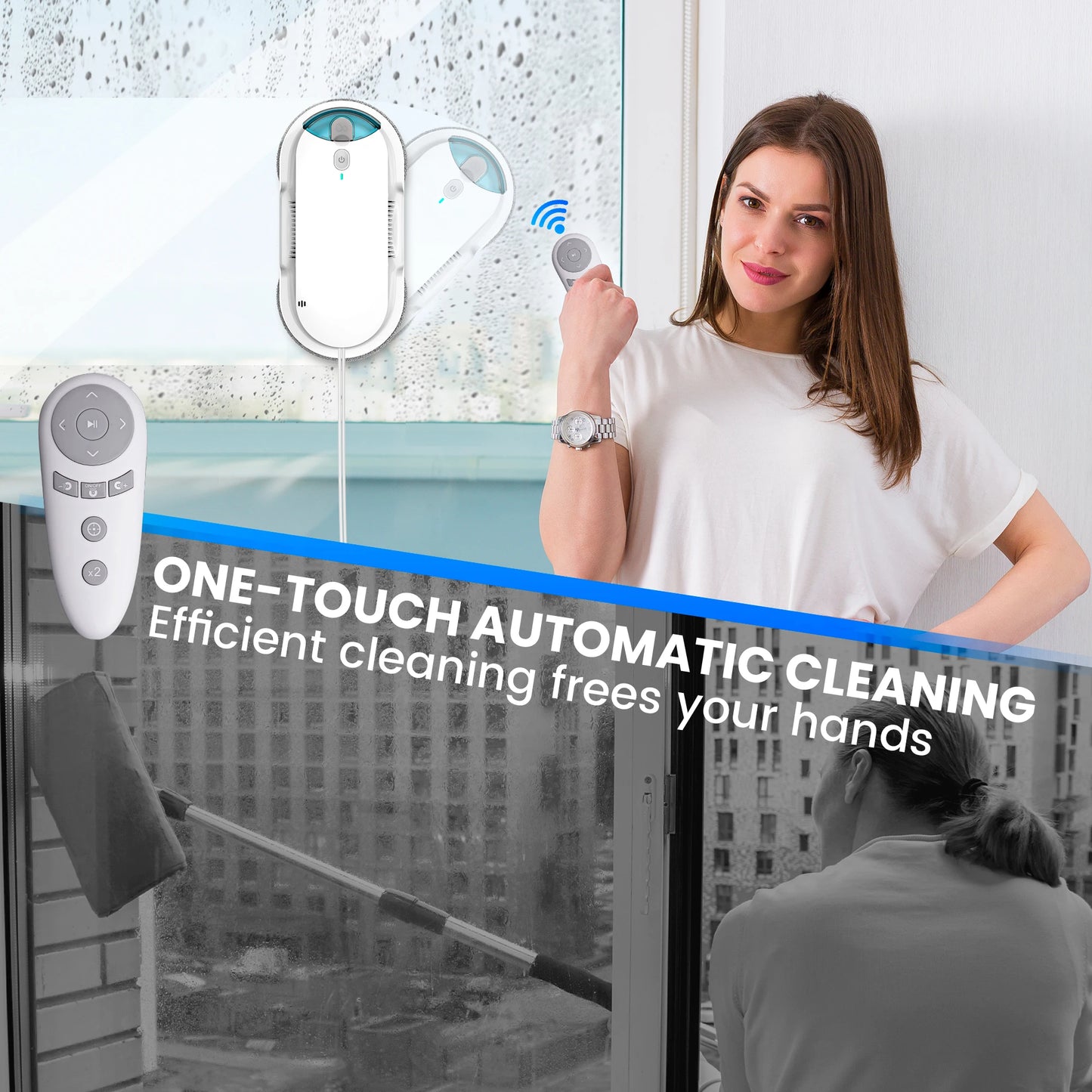 W1 Smart Window Cleaning Robot with Automatic Water Spraying
