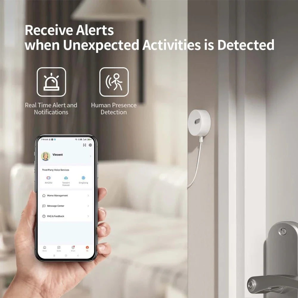 Zigbee Human Presence Sensor with Built-in Light Sensor – Smart Security & Motion Detection