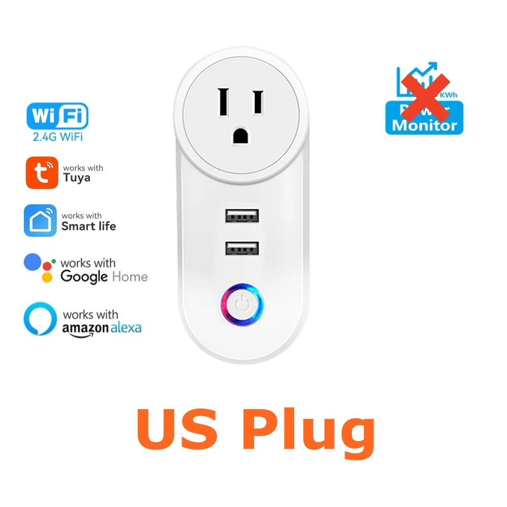 Tuya WiFi Smart Power Strip – US Plug with/without Power Monitor, Surge Protector, Works with Alexa & Google Home