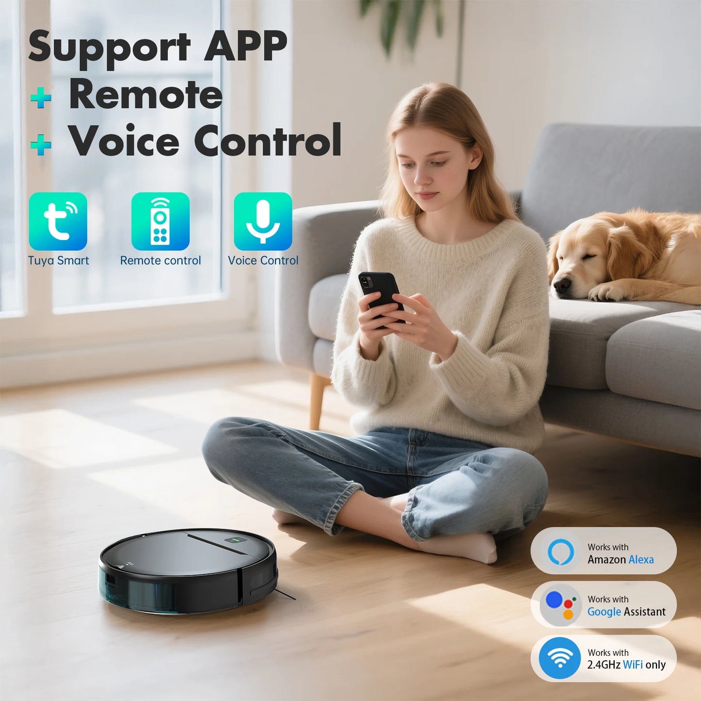 Robot Vacuum Cleaner Combo Mop – 4000PA Suction, WiFi & Voice Control, Auto-Recharge