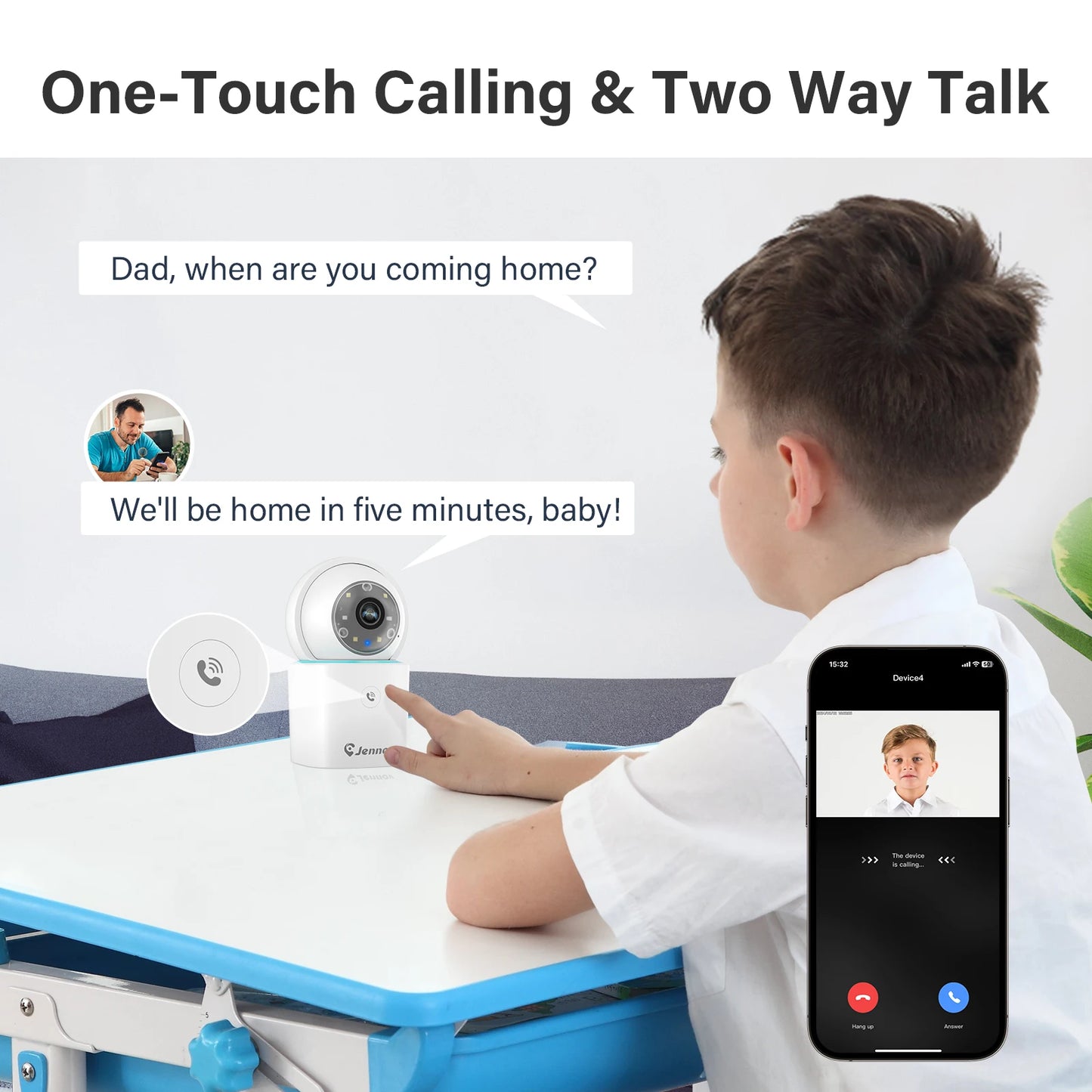 Jennov 1296P HD WiFi Camera – 360° Home Security & Baby Monitor with Two-Way Talk