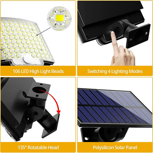 Solar Outdoor LED Motion Sensor Light – Waterproof Security Floodlight with Remote Control