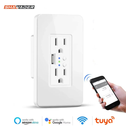 Melery Brazil WiFi Smart Wall Socket with USB – Tuya Smart Life App, Voice Control with Alexa & Google Home