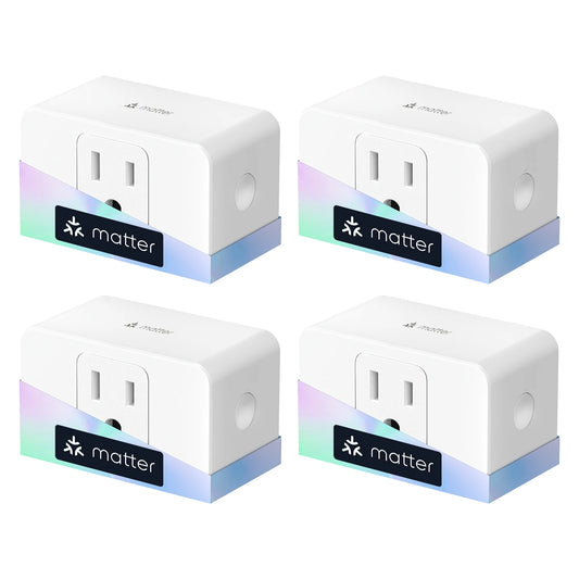 Meross Smart Plug 4-Pack – Matter WiFi Outlets with Power Monitoring (US/CA Standard)