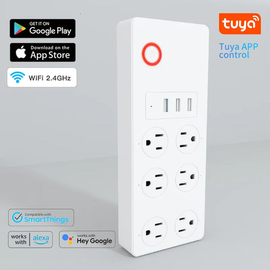 Tuya WiFi Smart Power Strip – US Plug with/without Power Monitor, Surge Protector, Works with Alexa & Google Home