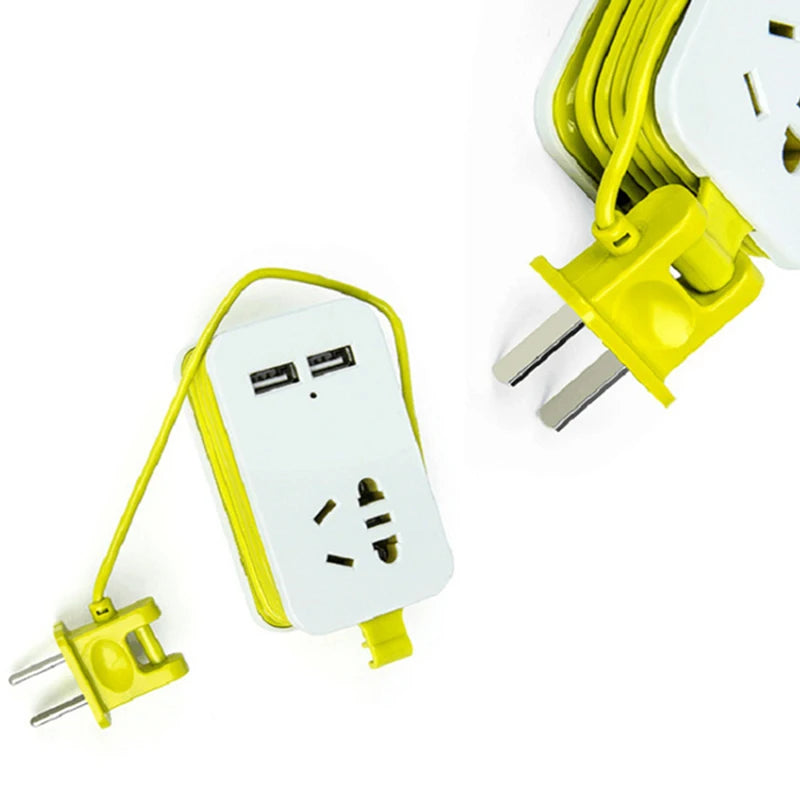 US Plug Power Strip with 2 USB Ports – Portable Extension Socket with 1.5m Cable