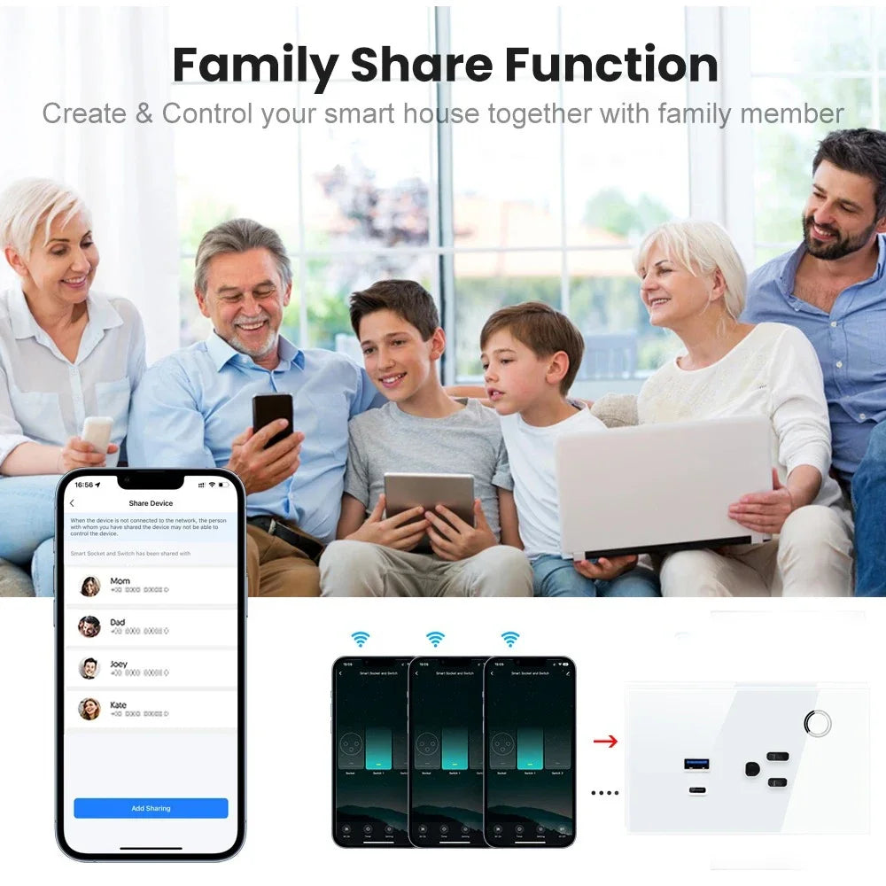 Melery Brazil WiFi Smart Wall Socket with USB – Tuya Smart Life App, Voice Control with Alexa & Google Home
