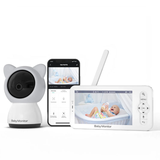 WiFi Baby Monitor – 5-Inch HD LCD Screen & Mobile App Control with PTZ Camera