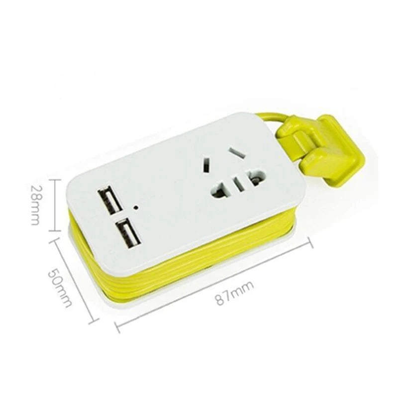 US Plug Power Strip with 2 USB Ports – Portable Extension Socket with 1.5m Cable