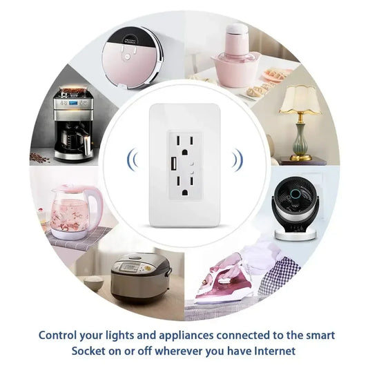 Melery Brazil WiFi Smart Wall Socket with USB – Tuya Smart Life App, Voice Control with Alexa & Google Home