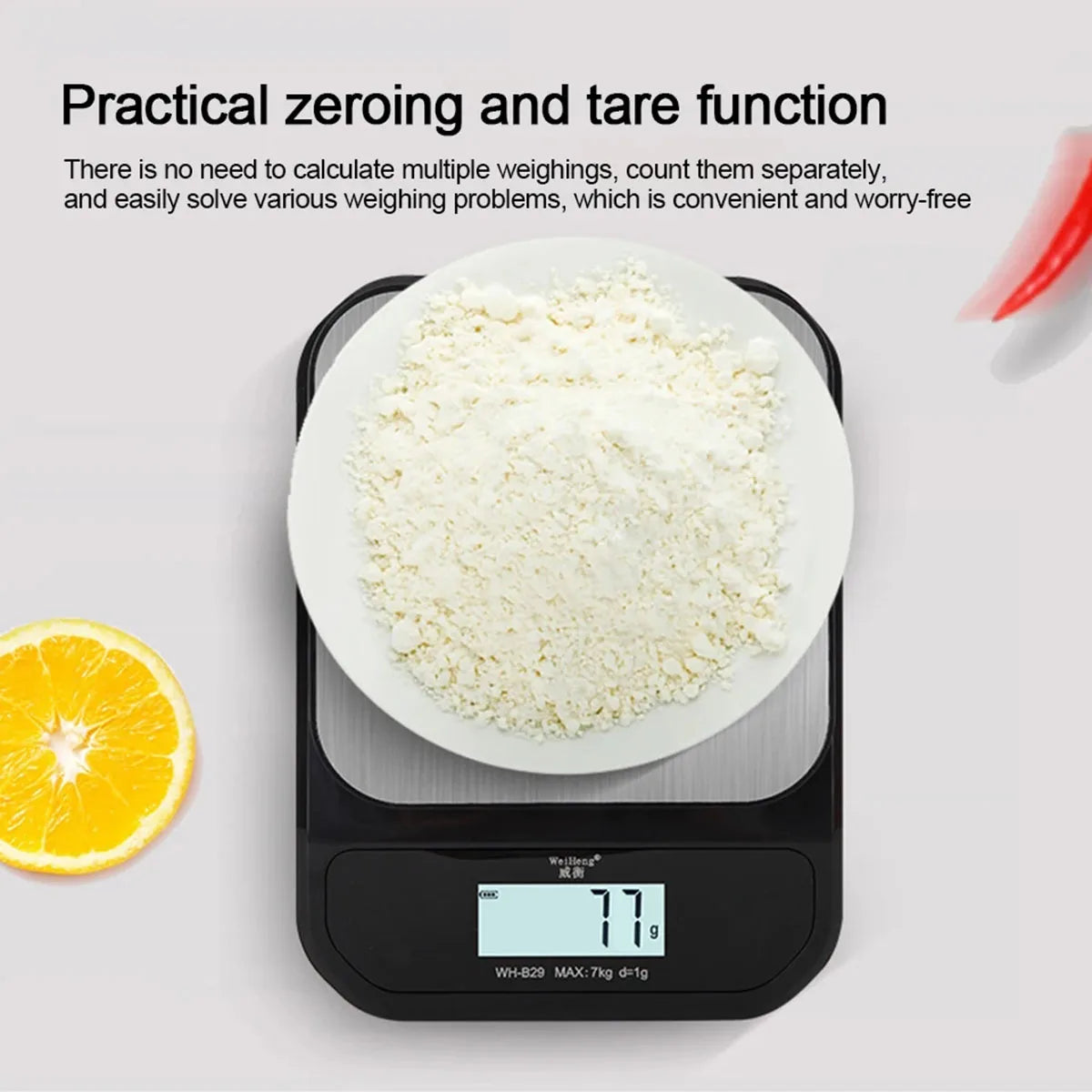 7kg/1g Digital Kitchen Scale – Stainless Steel Precision Food & Coffee Weighing Balance