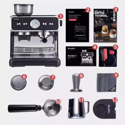 NEW 20Bar Electric Espresso Italian Coffee Maker Machine with Grinder Milk Frother Home Latté Cappuccino Capsule Barsetto BAE02S