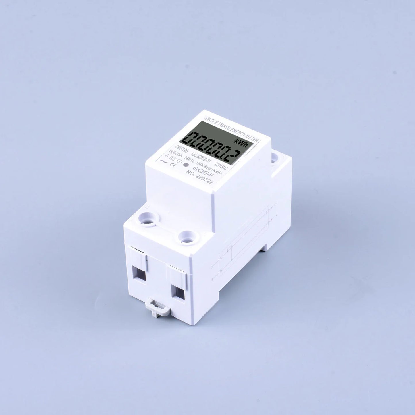 LCD Digital Power Consumption Meter – Single Phase DIN Rail Energy Monitor (230V / 60A)