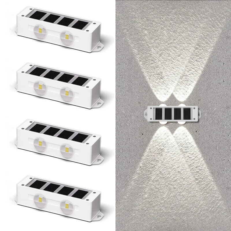 4Pcs Solar Wall Lights with Smart Light Sensor – Outdoor LED Lights, 8H Illumination, Auto On/Off for Garden Fence Pathway