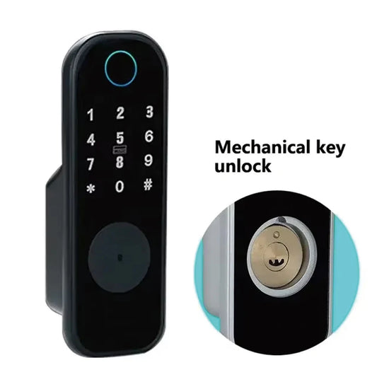 TYSH Tuya Remote Smart Door Lock With Wifi Outdoor Waterproof Double Fingerprint Lock Digital Electronic Card Keyless Smart Lock