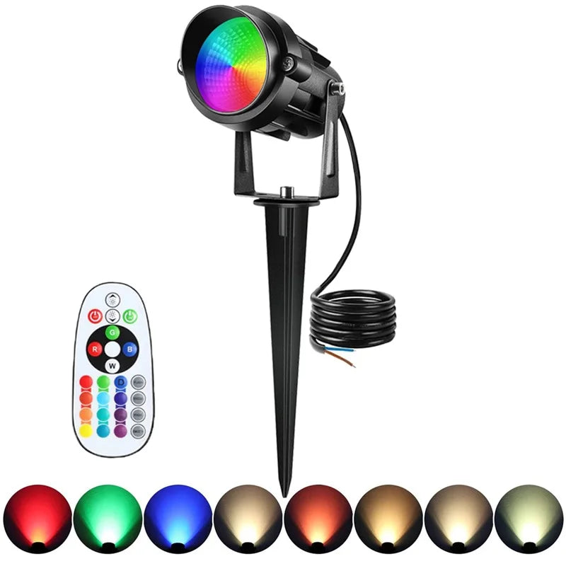 RGBW Outdoor Landscape Spotlight – 12W Waterproof LED Garden & Lawn Lamp with Remote