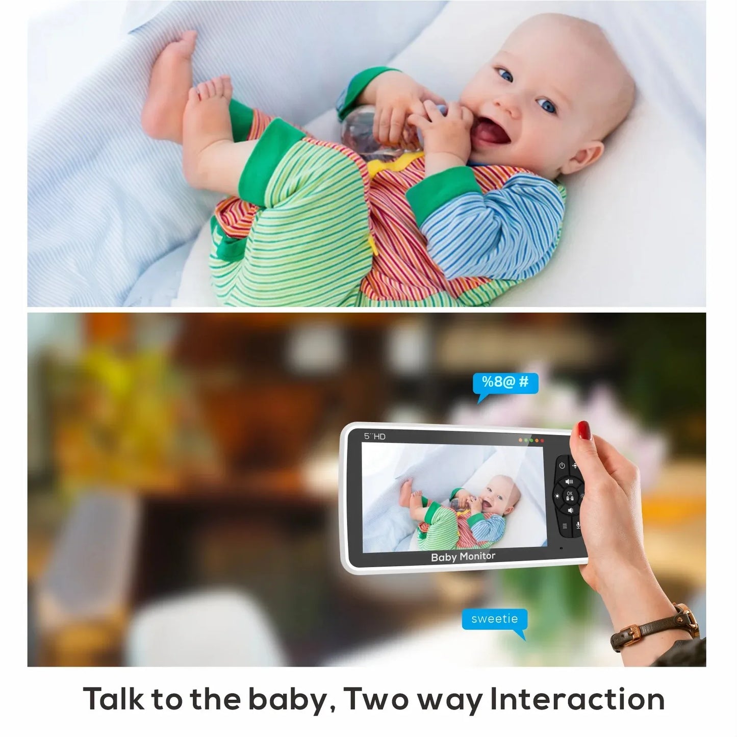 5-Inch Video Baby Monitor with Camera & Audio – Long Battery, Clear Video & Smart Alerts