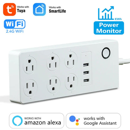 Tuya WiFi Smart Power Strip – US Plug with/without Power Monitor, Surge Protector, Works with Alexa & Google Home