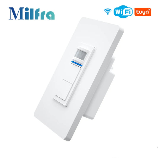 Tuya WiFi Smart PIR Motion Sensor Light Switch – US Standard 1/2 Gang, 15A, Voice Control with Alexa & Google Home