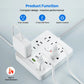 TRANSTON Power Strip with Surge Protector – 9 Outlets + 3 USB Ports, 5ft Extension Cord