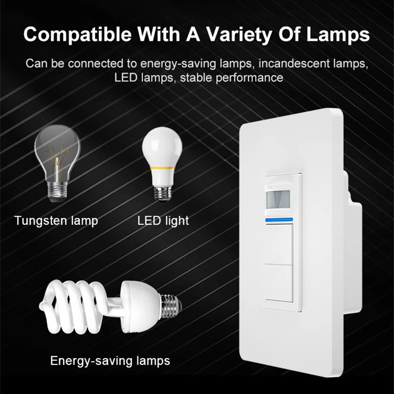 Tuya WiFi Smart PIR Motion Sensor Light Switch – US Standard 1/2 Gang, 15A, Voice Control with Alexa & Google Home
