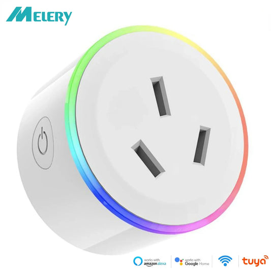 Melery WiFi Smart Power Plug AU Adapter – Mini Smart Socket with Color LED, Works with Alexa, Google Home & Tuya App