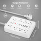 TRANSTON Power Strip with Surge Protector – 9 AC Outlets, 3 USB, 2 USB-C, 5ft Cable, 45° Tilt Plug (White)