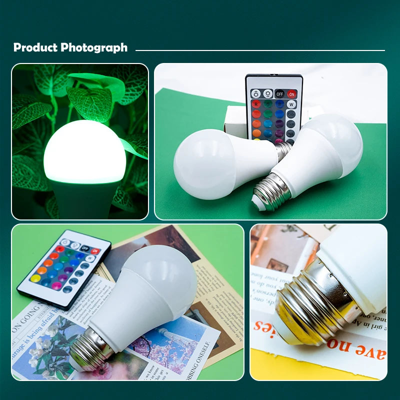 E27 Remote Control Lamp Led RGB Light Dimmable AC220V 7W RGBW Led Lamp Colorful Changing Bulb Led Lampada RGBW White Decor Home
